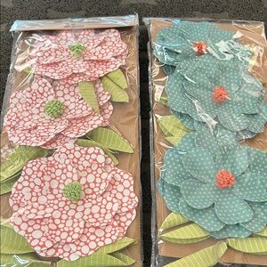 Polka Dot Floral Party Decoration Set - Red and Blue